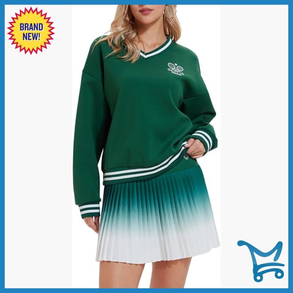 Relaxed Fit Tennis Skort Set with Sweatshirt, X-Large, Cotton Blend